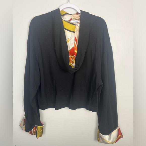Zara satin-lined hoodie sweatshirt black chain print size medium - Picture 7 of 7